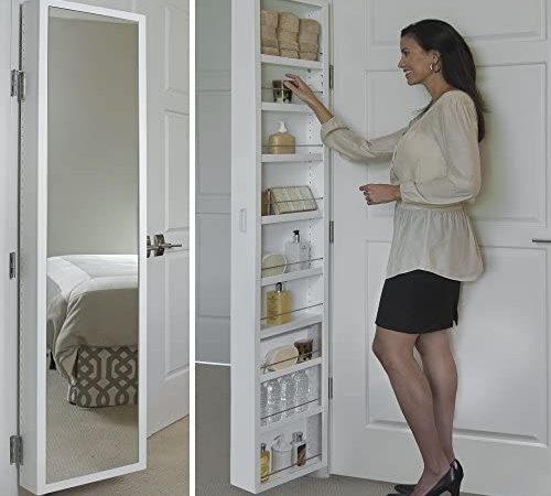 Cabidor Deluxe | Mirrored | Behind The Door | Adjustable | Medicine, Bathroom, & Kitchen Storage...