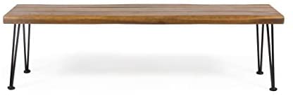 Christopher Knight Home 312780 Gladys Outdoor Modern Industrial Acacia Wood Bench Hairpin Legs, Teak...