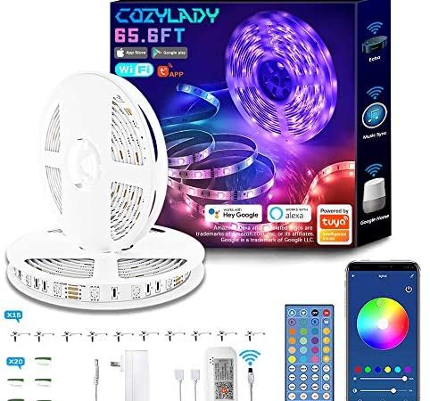 Cozylady Alexa LED Strip Lights 65.6FT - Smart LED Light Strips Compatible with Alexa, Google Home Controlled by APP - Music...