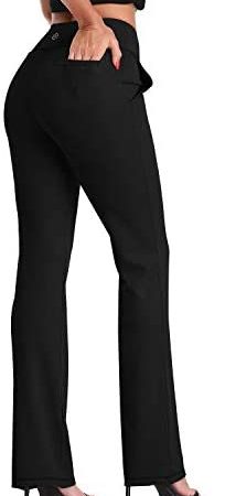 DAYOUNG Bootcut Yoga Pants for Women Tummy Control Workout Bootleg Pants High Waist 4 Way Stretch Pants