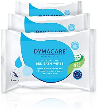 DYMACARE Fragrance-Free Bed Bath Wipes | No Rinse Adult Wash Cloths with Aloe Vera - Rinse Free...
