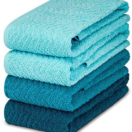 DecorRack 4 Large Kitchen Towels, 100% Cotton, 15 x 25 inches, Absorbent Dish Drying Cloth, Perfect for Kitchen, Solid Color...
