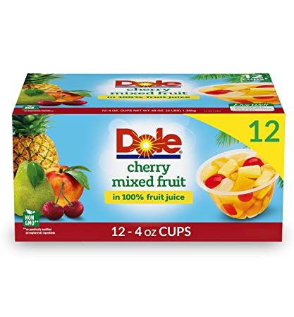 Dole Fruit Bowls, Cherry Mixed Fruit in 100% Fruit Juice, 12 Count, 4 Ounce Cups