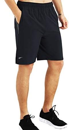 EZRUN Mens 9 Inch Lightweight Running Workout Shorts with Liner Loose-Fit Gym Shorts for Men with Zipper Pockets