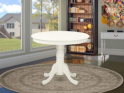 East West Furniture ANT-LWH-TP Amazing Dinner Table - Linen White Table Top Surface and Linen White...