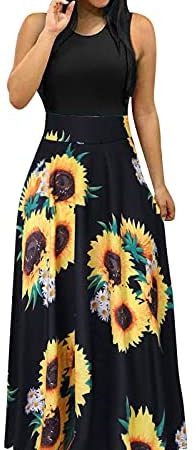 FNJJLU Summer Dresses for Women, Independence Day Print Short Sleeve Maxi Dress Floral Casual...