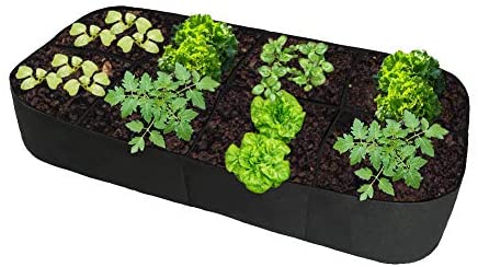 Fabric Divided Raised Garden Bed Outdoor 6FT X 3FT 8 Holes Rectangle Planting Container Garden Boxes for Vegetables