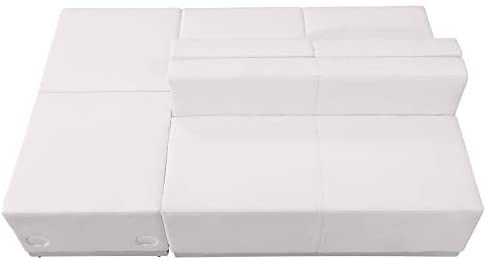 Flash Furniture HERCULES Alon Series White LeatherSoft Reception Configuration, 4 Pieces