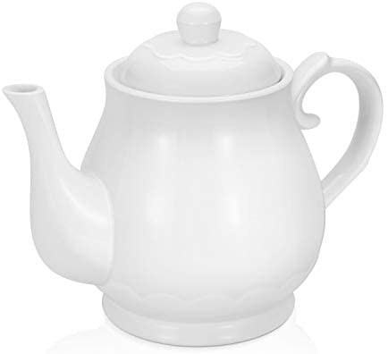 Flexzion Porcelain Teapot, 40OZ Ceramic Tea Pot w/Removable Lid, Beverage Serveware Set for 4-5 Tea...