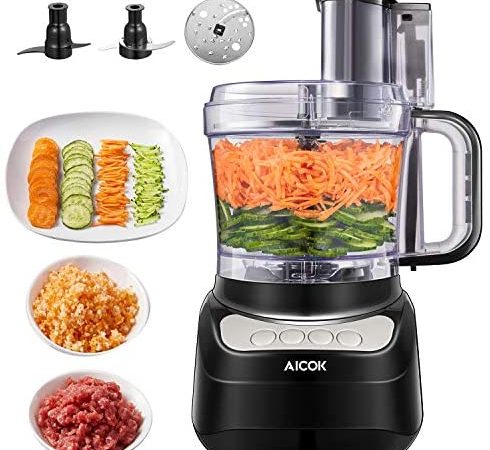Food Processor, AICOK 12 Cup Vegetable Chopper for Slicing, Shredding, Mincing, and Puree, 4 Speed...