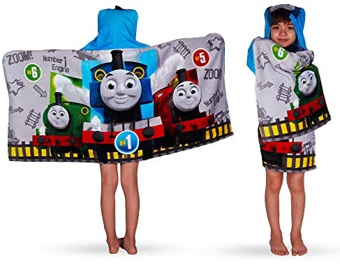Franco Kids Bath and Beach Soft Cotton Terry Hooded Towel Wrap, 24" x 50", Thomas and Friends,HH4718
