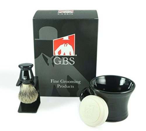 GBS Premium Men's Wet Grooming Shaving Set-Gift Boxed-Ceramic Black Shaving Soap Bowl/Mug with Knob...