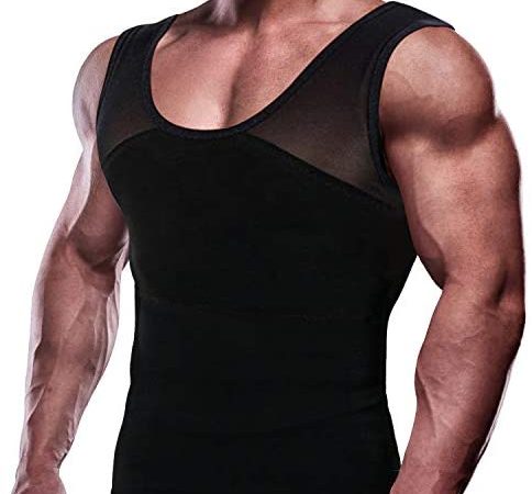 GKVK Mens Slimming Body Shaper Vest Chest Compression Shirt Abs Abdomen Slim Tank Top Undershirt