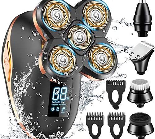 GOOLEEN Electric Shaver for Men & Grooming Kit,5 in 1 Head Shavers for Bald Men IPX7 Waterproof,...