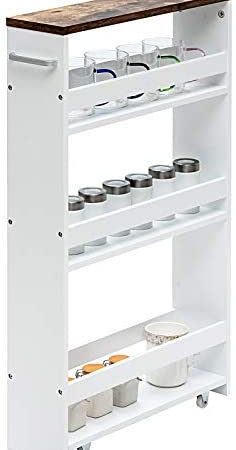 Giantex Kitchen Slim Storage Cart 4 Tier, Rolling Side Storage Cabinet with Handle, Space Saving Organizer, Kitchen Utility...