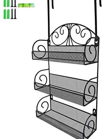 Giftgarden 3 Tier Metal Spice Rack with 2 Hooks for Kitchen, Pantry, Cabinet, Door, Bathroom or Counter Top as Storage...