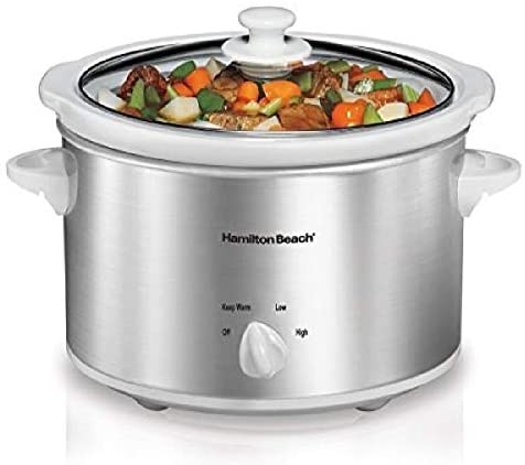 Hamilton Beach 4-Quart Slow Cooker with Dishwasher-Safe Stoneware Crock & Lid, Stainless Steel...