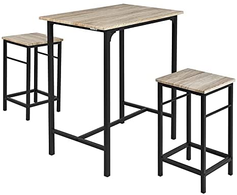 Haotian OGT10-N, 3 Piece Dining Set,Dining Table with 2 Stools,Home Kitchen Breakfast Table,Bar Table Set, Bar Table with 2...