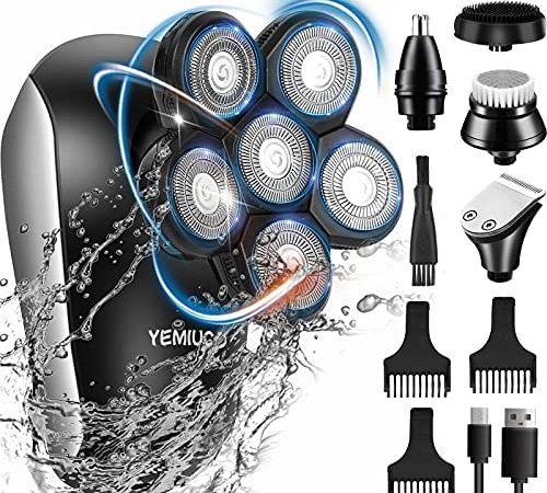 Head Shavers for Bald Men 5 in 1 Cordless Electric Rotary Shavers Grooming Kits, IPX7 Waterproof...