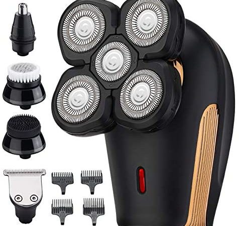 Head Shavers for Bald Men, Electric Rotary Shaver with Multi-Function, 4D Floating 5 Head Waterproof...