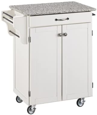 Home Styles Mobile Create-a-Cart White Finish Two Door Cabinet Kitchen Cart with Salt and Pepper...