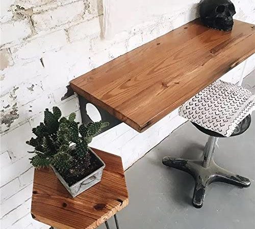 Industrial Rustic Wall-Mounted Table, Dining Table Desk, Pine Wood Wall-Mounted Bar Tables (40"X14")