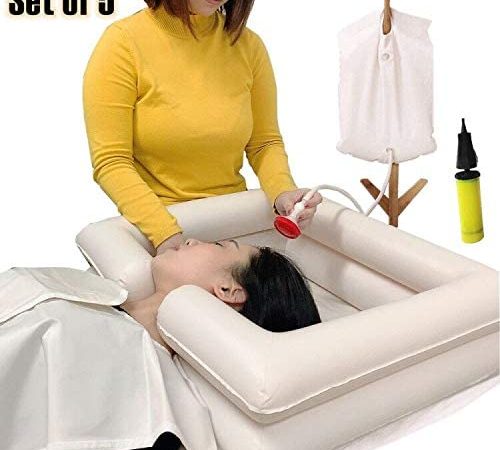 Inflatable Bedside Shampoo Basin - Hair Washing Bedside Shower System in Bed Bath for Bedridden Disabled Elderly...