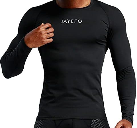 JAYEFO Rash Guard Mens Short Sleeve Shirt MMA BJJ Surfing Kayaking Gym Athletic Men UPF