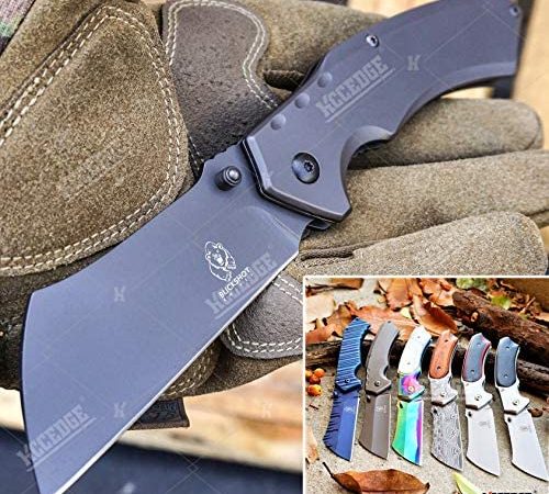 KCCEDGE BEST CUTLERY SOURCE Cleaver Pocket Knife Camping Accessories Razor Sharp Edge Blade EDC...