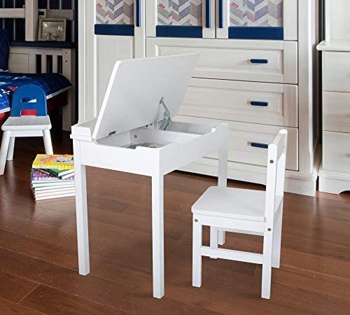 Kids' Table & Chair Sets Modern Wood Lift-Top Writing Table and Chair Set with Storage for Study...
