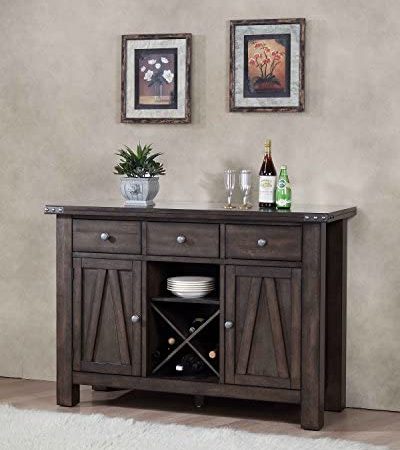 Kings Brand Lynn Brown Wood Wine Rack Sideboard Buffet Server Storage Cabinet with Drawers Shelf Doors