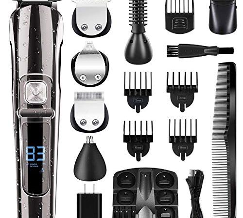 Kiszu Beard Trimmer Hair Clippers Kits for Men All-in-One Hair Mustache Trimmer IPX7 Waterproof Mens...