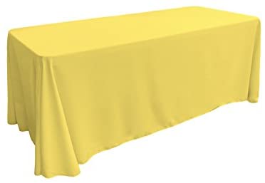 LA Linen Polyester Poplin Rectangular Tablecloth, 90" x 132", Light Yellow