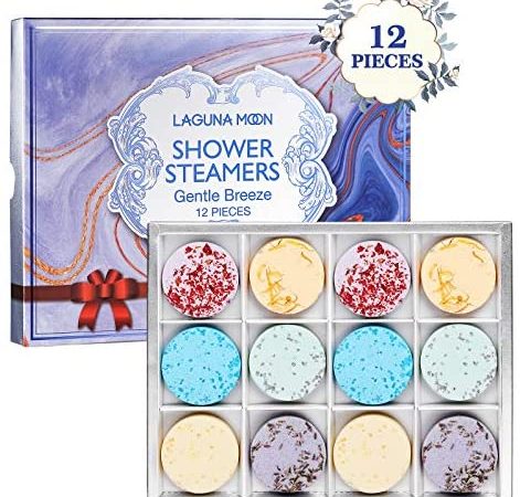 Lagunamoon Shower Steamers Aromatherapy Set of 12 for Relaxation, Shower Bomb with Essential Oils...