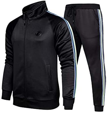 Lavnis Men's Casual Tracksuit Long Sleeve Full-Zip Running Jogging Sports Jacket and Pants