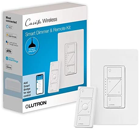 Lutron Caseta Wireless Smart Lighting Dimmer Switch and Remote Kit for Wall & Ceiling Lights,...