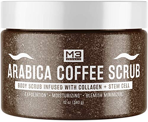 M3 Naturals Arabica Coffee Body Scrub Infused Collagen & Stem Cell - Best Natural Body Scrub, Facial Exfoliator, Anti...