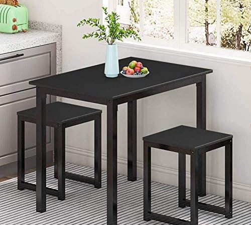 MIERES Small Dining Table Set for 2-3pcs Home Kitchen Furniture TableSet, Metal Frame with Two...