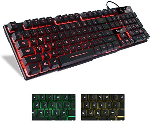 Mafiti RK100 3 Color LED Backlit Gaming Keyboard USB Wired Multimedia Mechanical Feel Keyboard for Primer Gaming Office