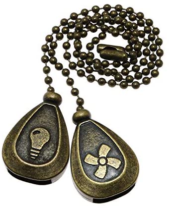 Maxmoral 2 Set Decorative Fan Pull Chain Pendant Extension, Bronze Ceiling Fan Pull Chain Set, Lighting Fan Beaded Ball Fan...