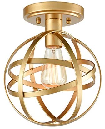 Modern Industrial Flush Mount Ceiling Light Brass Metal Spherical Ceiling Lamp Light Fixture for...