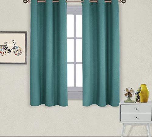 NICETOWN Thermal Insulated Solid Grommet Blackout Curtains/Drapes/Panels for Dining Room (Sea Teal, 1 Pair, 42 by 63-Inch)