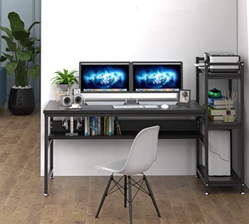 NSdirect 60" Large Computer Desk with 4 Tier Storage Shelves, Office Desk Computer Table Studying Writing Drawing Modern Desk...