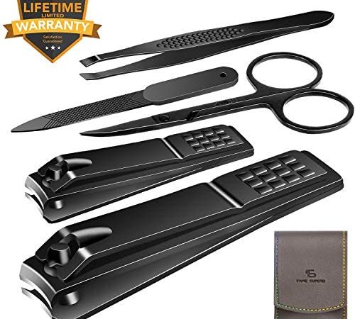 Nail Clippers Set Stainless Steel Nail Cutter Pedicure Kit 5 Piece Nail File Sharp Nail Scissors...