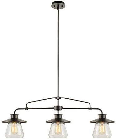 Nate 3-Light Pendant, Oil Rubbed Bronze, Clear Glass Shades,64845