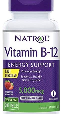 Natrol Vitamin B12 Fast Dissolve Tablets, Promotes Energy, Supports a Healthy Nervous System, Maximum Strength, Strawberry...