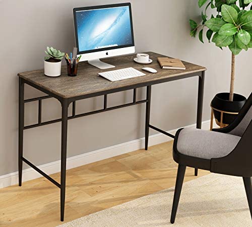 O&K Furniture Computer Desk, Industrial Computer Table Office Desk Workstation for Home Office,47 inch Study Writing Desk,Oak