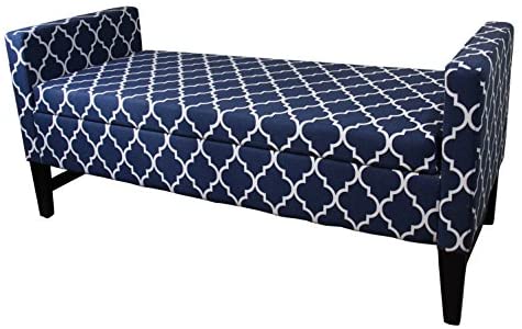 Ore International 23.5" Diagonal Moroccan Stripes Denim Blue Storage Bench