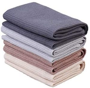 PY HOME & SPORTS Dish Towel Set, 100% Cotton Waffle Weave Kitchen Towels 4 Pieces, Super Absorbent (17 x 25 Inches, Set of 4)