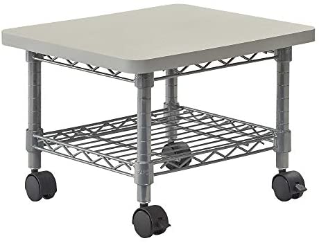 Safco Products Under Desk Printer/Fax Stand , Gray Powder Coat Finish, Swivel Wheels for Mobility